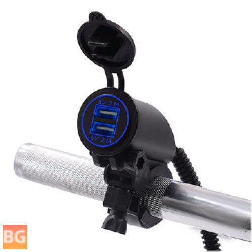 12-Inch 5V 4.2A LED Dual USB Charger with Power Supply - Waterproof Motorcycle Bike Car Boat