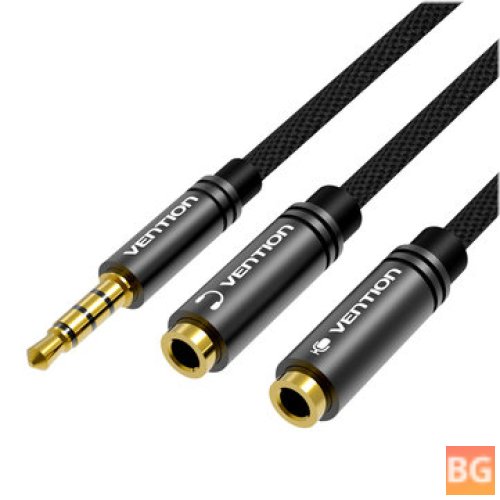 3.5mm Male to 2 Female Earphone Microphone Extension Cable - Audio Cable