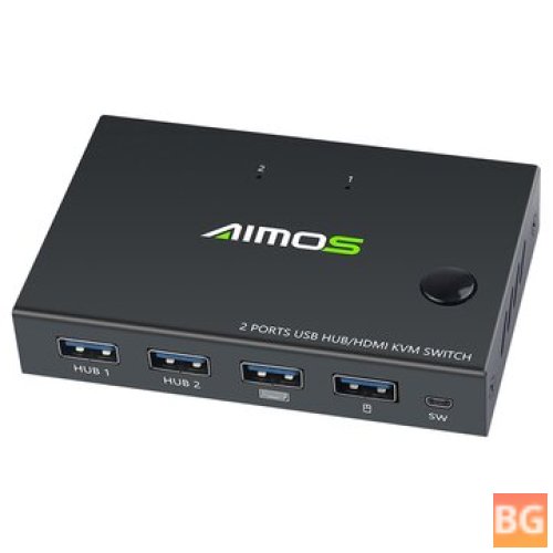 AIMOS 4K KVM Switch Box - Video Switch for 2 PCs - Share Switcher - Keyboard Mouse - Printer - Plug and Play