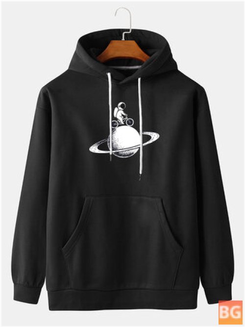 Long Sleeve Hoodie for Men - Cute Astronaut Print