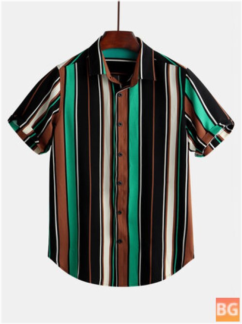 Short Sleeve Colorful Striped T-Shirts for Men