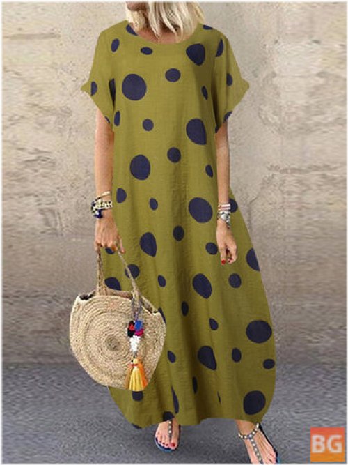 Bohemian Maxi Dress with Polka Dot Print