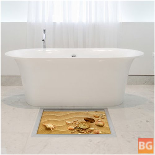 Waterproof Compass for Bathroom - Pattern Floor Sticker Washable Shower Room Decor