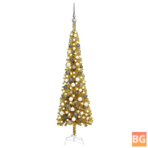 1.5m Artificial Christmas Tree with 150 LEDs, easy assembly tree with metal stand and 265 tips decor for home, office, party, holiday outdoor decoration