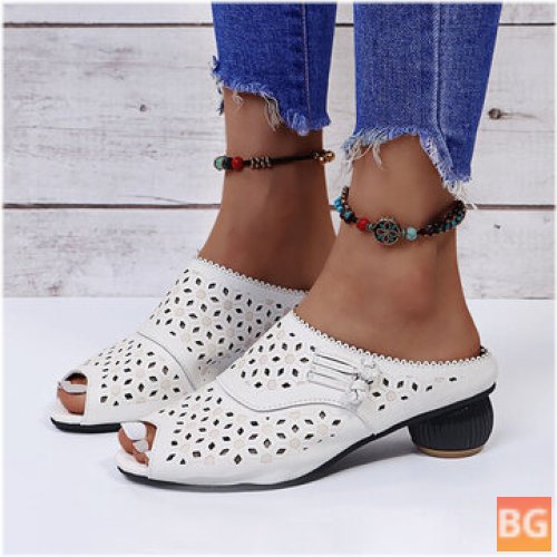 Women's Hollow Out Low Heel Casual Sandals
