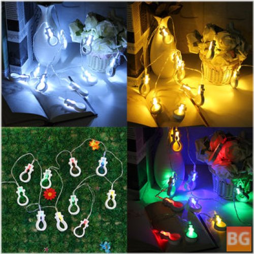 Wooden Snowman Shape 10LED Fairy String Light with Battery