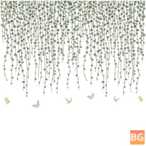Wall Art - Green Branches And Butterfly Pattern
