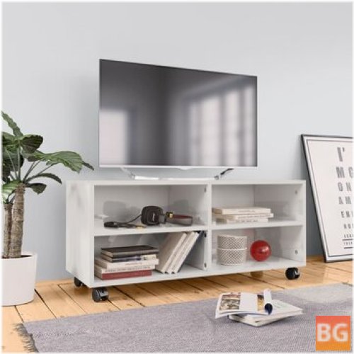 TV Cabinet with Castors - High Gloss White