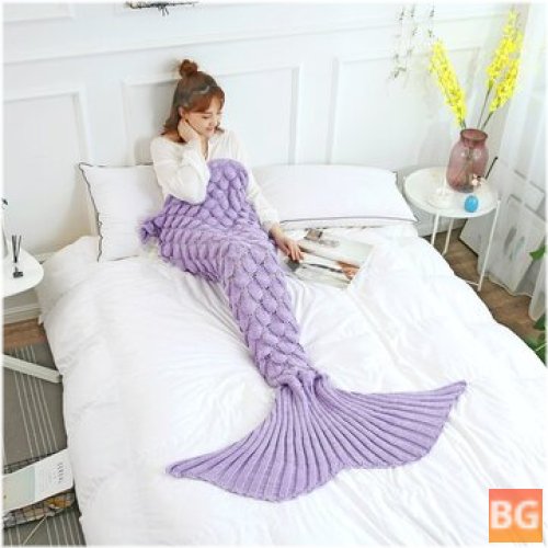 Kids' Mermaid Blanket with Yarn - Knitted