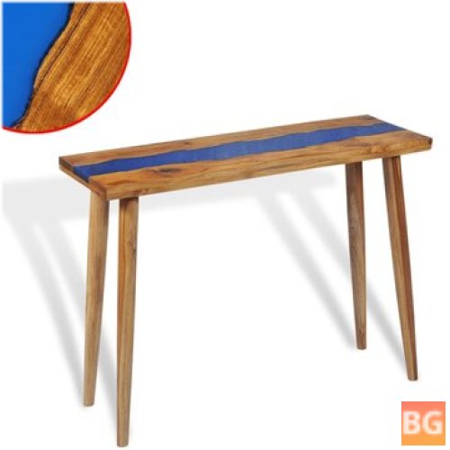 Teak and resin wall table (100x35x75 cm)