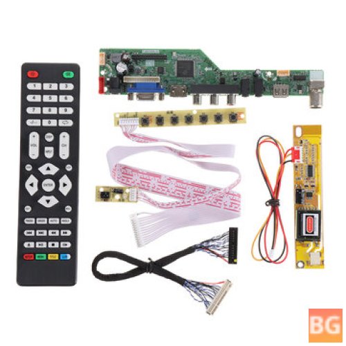 TV Driver Board with TV/PC/VGA/HDMI/USB Ports, 7 Key Button, 2ch, 6bit, 30pins LVDS Cable, 1 Lamp Inverter