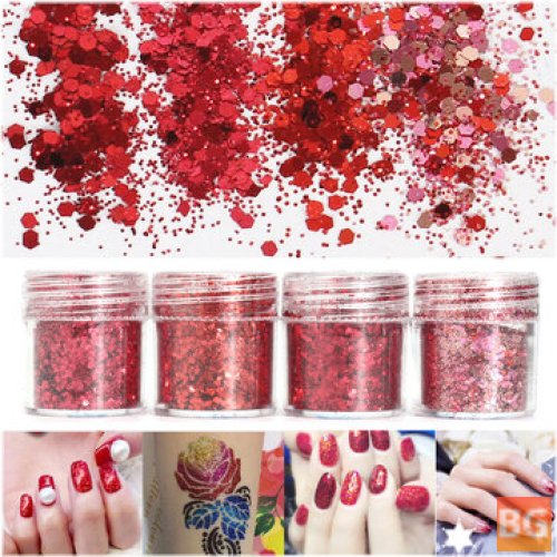 3D Mixed Dust Sequins - Red Nail Art