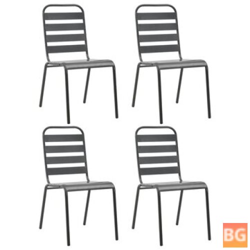 Outdoor Chairs 4-Piece Slatted Design Gray
