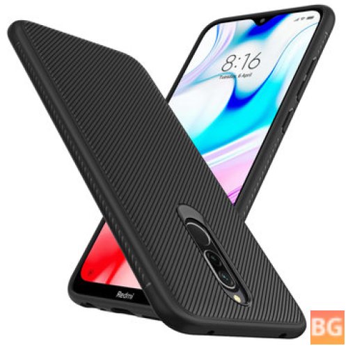 For Xiaomi Redmi 8 Hardback Case with Carbon Fiber Texture and Soft TPU