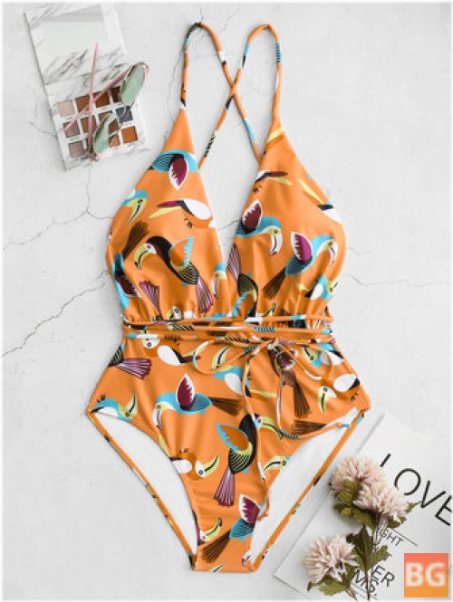 Swimsuits with Printed Animals on Back
