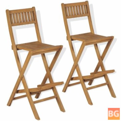 2-Piece Outdoor Bar Stool with Solid Teak Wood