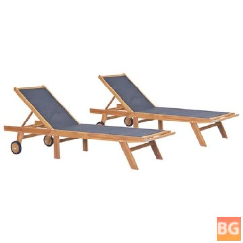 Sun Loungers with Wheels - 2 pcs
