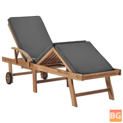 Sun Lounger with Cushion - Solid Teak Wood