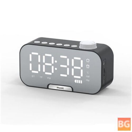 Wireless Bluetooth Speaker for Bedside Table - Mini Mirror Alarm Clock
