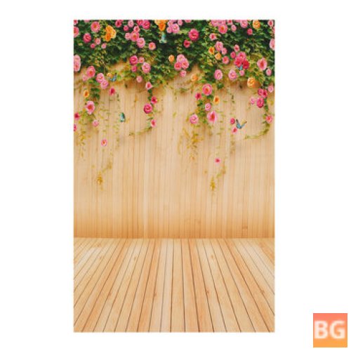 Wooden Background with 1.5x2.1m Flowers - Background for Photography