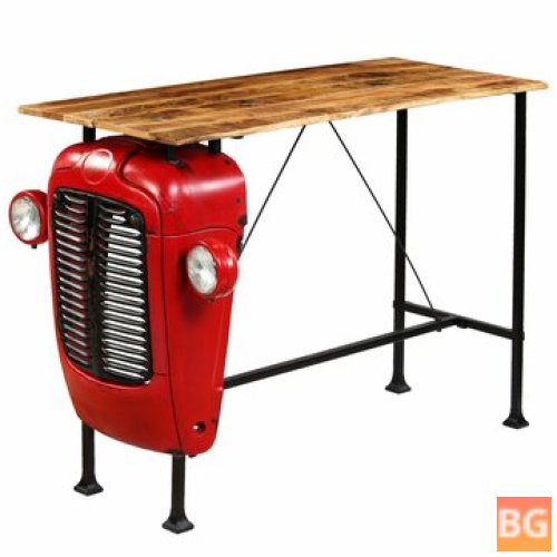 Red Tractor Bar Table - Solid mango wood and steel frame - industrial style - for living room - dining room