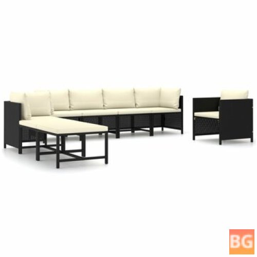 Garden Lounge Set - Poly Rattan with Cushions