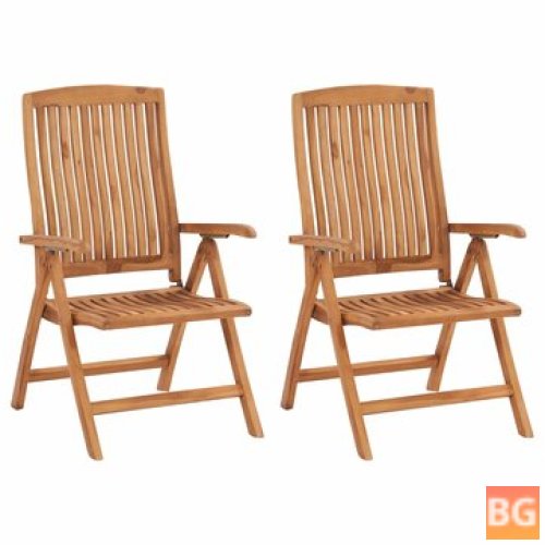 2-Piece Garden Chairs with Solid Teak Wood