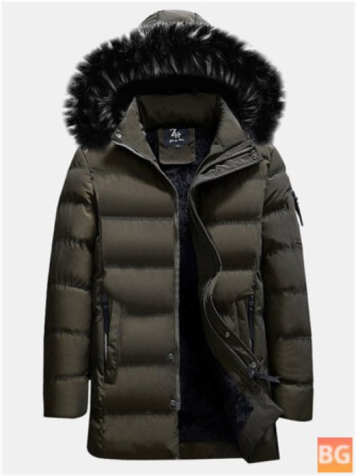 Warm Cotton Padded Jacket with Furry Hood