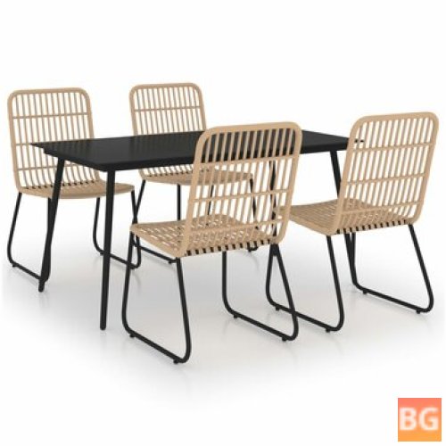 Dining Set with Rattan and Glass