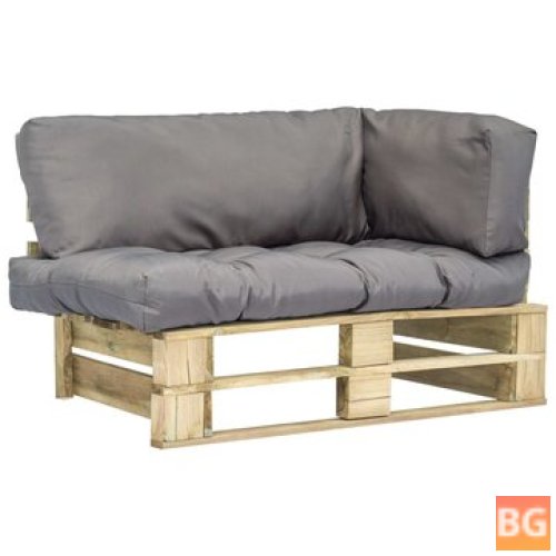 Gray Pine Garden Bench with Cushions