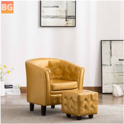 Gold Bucket Seat with Footstool
