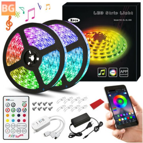 Elfeland LED Lighting Strips - 10m RGB 300 5050SMD bluetooth APP Music Speaker IP67 Waterproof Color Changing Rope Lights with Remote Adhesive Power Supply