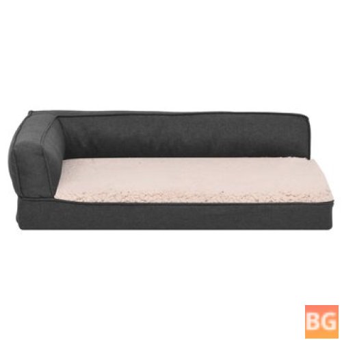 Dog Bed - ergonomic linen look 60x42 cm fleece dark gray