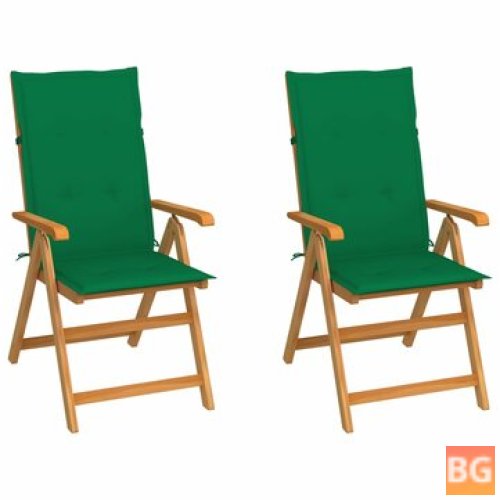 2 Pcs. Garden Chairs with Cushions - Solid Teak Wood