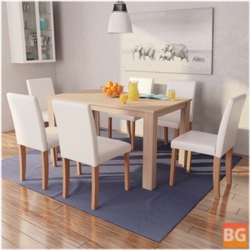 Table with Chairs and Ottoman for Dining Room