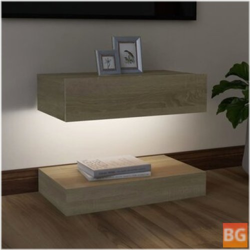TV Cabinet with LED Lights - Sonoma Oak 23.6