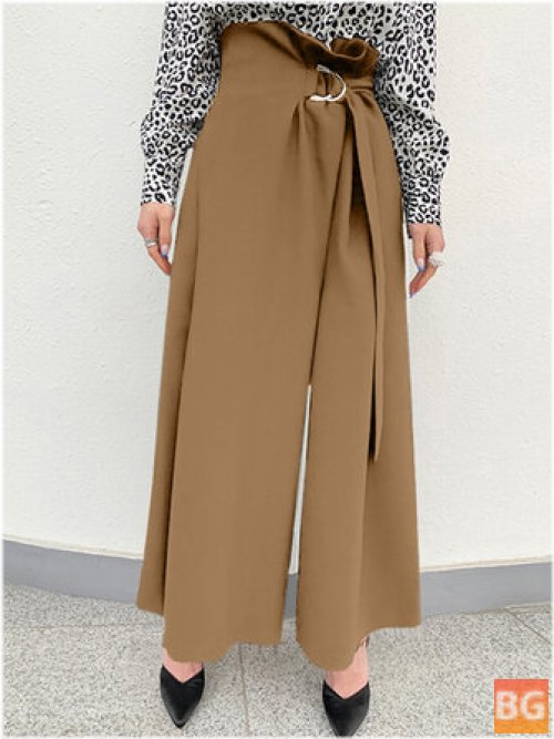 Pleated Wide-Leg Maxi Pants for Women