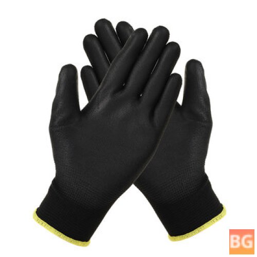 12-Piece Nylon Gloves with PU Palm Coating