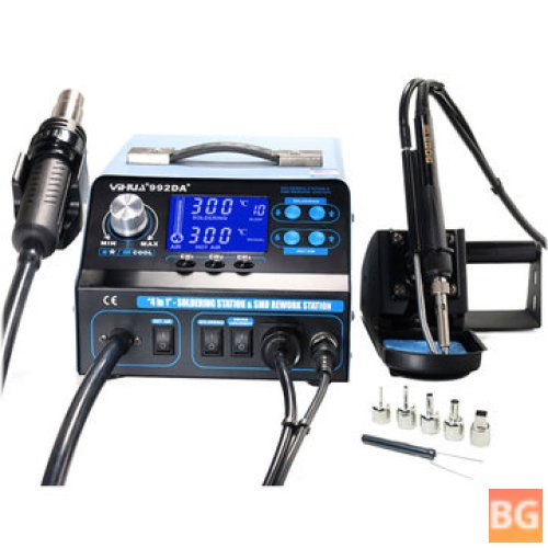 YIHUA 992DA+ 4 in 1 LCD Digital Heater with Smoking Electric Soldering Iron and BGA Reework Station