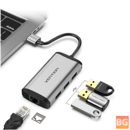 Vention CKBHB USB 3.0 Hub - High Speed USB3.0 to RJ45 Ethernet Adapter - 1000Mbps Network Card for Macbook Laptop PC Tablet