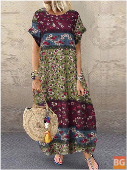 Short Sleeve Floral Print Dress for Women