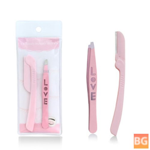 Pink Oblique Mouth Eyebrow Pen Clip - beauty tools eyebrow clip eyebrow trimmer
