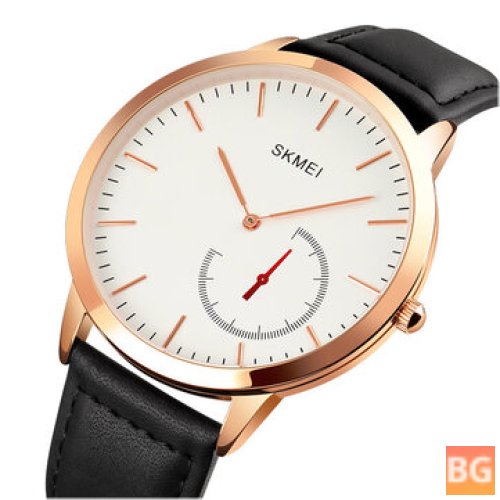 SKMEI 1676 Fashion Men's Watch - Waterproof, Leather Strap, Quartz watch