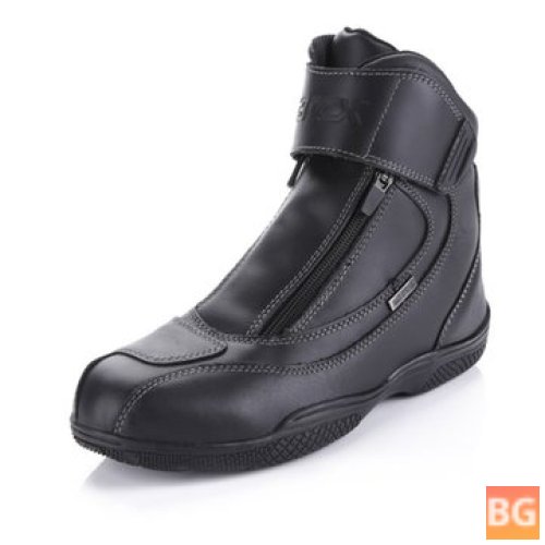 Black Motorcycle Racing Boots with Leather Sizing