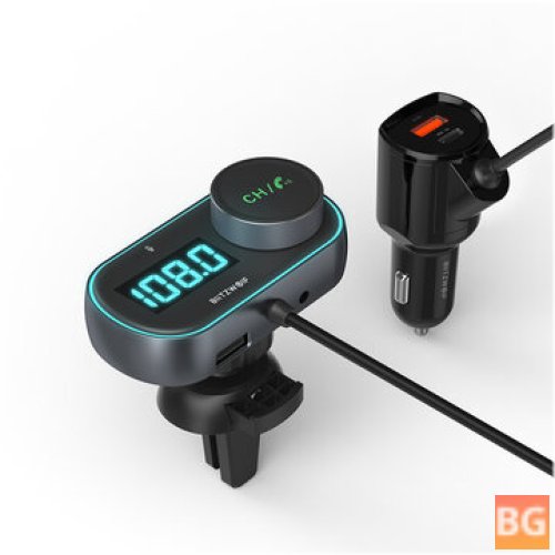 Bluetooth V5.0 FM Transmitter - 30W PD + 18W QC3.0 USB Car Charger - RGB Backlit Light LED Digital Display - Wireless Radio Adapter HiFi Music Play Car Kit