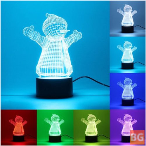7-Color LED Night Light for Toy Gift - 3D Xmas Snowman