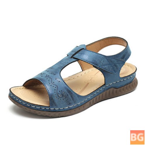 Women's Sandals with a Hook Loop Wedge - Soft Bottom