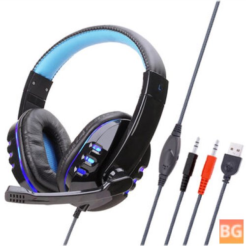 Gaming Headset with RGB LED Surround Sound Mic for Laptop