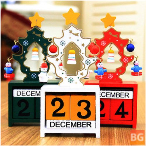 Home Decor - Wooden Calendar Home Ornament Table Desk - Christmas