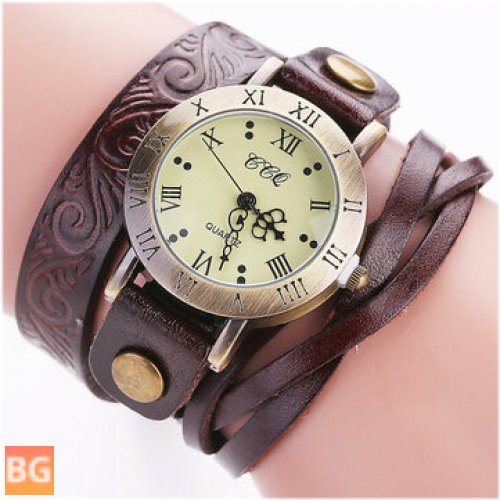 Cowhide Nicked Leather Watch - Vintage Style